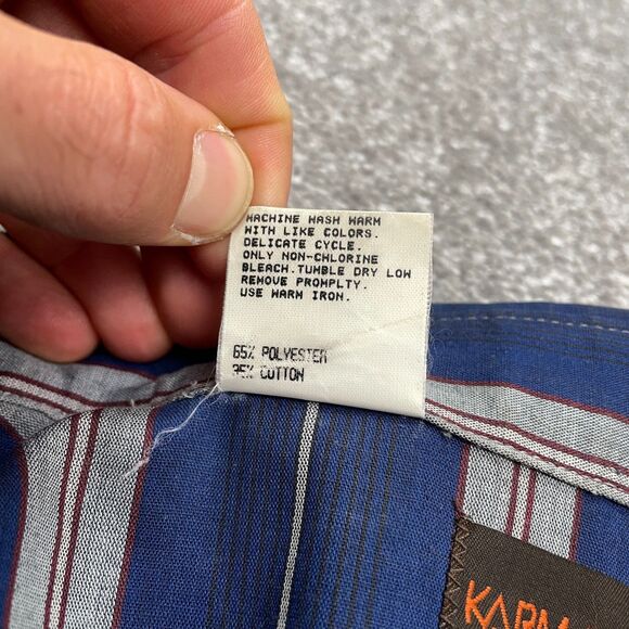 Karman Vintage Western Pearl Snap Button Down Shirt Mens XL Blue Gray Striped - Picture 10 of 15